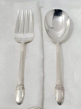 Rogers Bros "First Love"  Berry Serving Spoon & Cold Meat Fork
